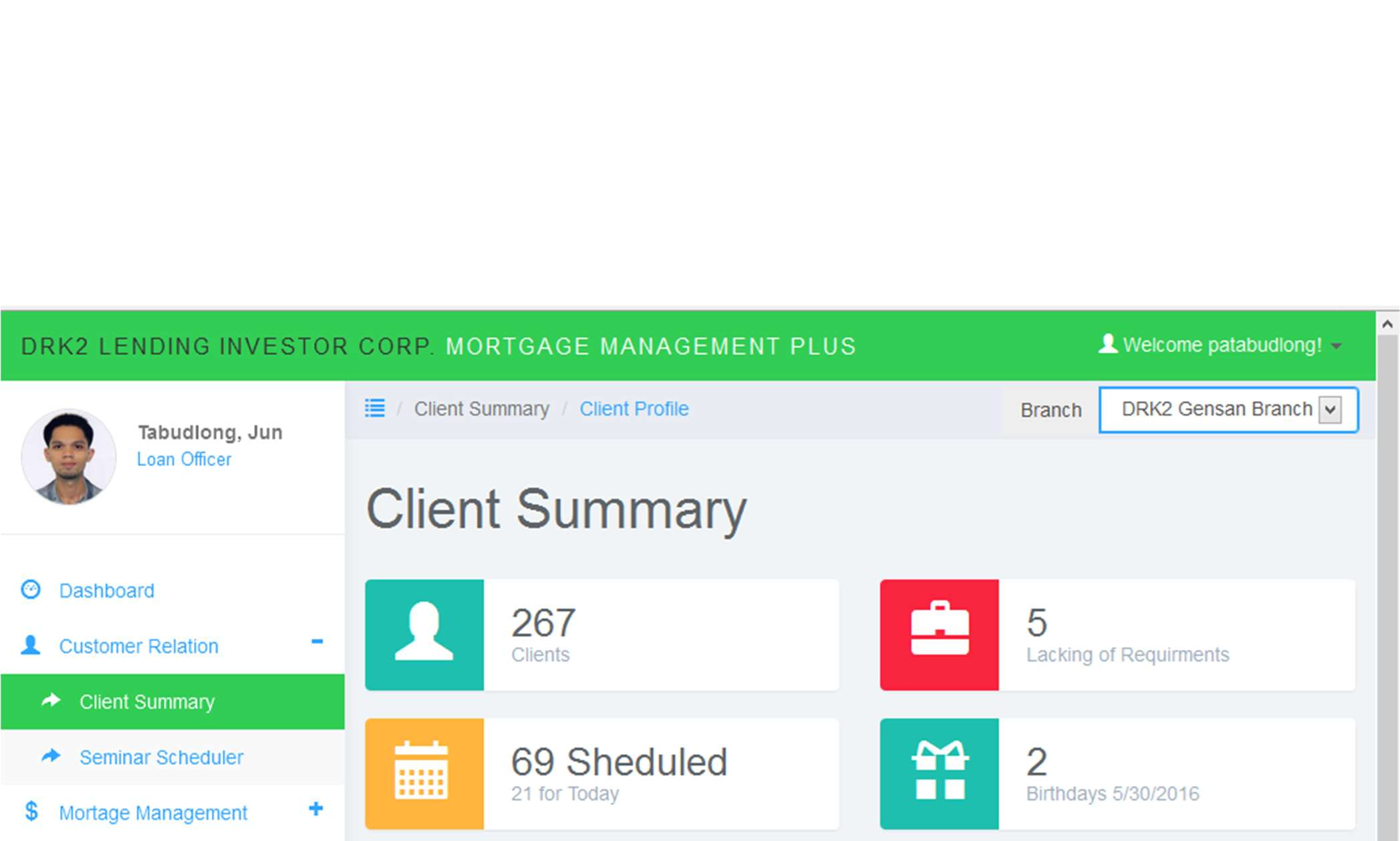 Mortgage Management Dashboard