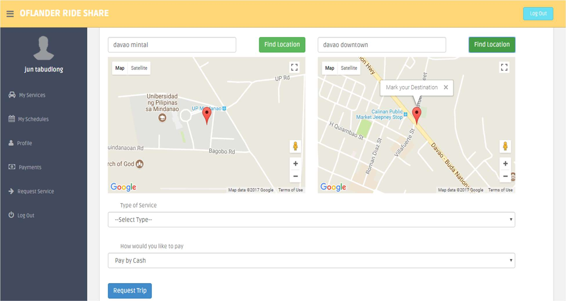 Ride Share Map View